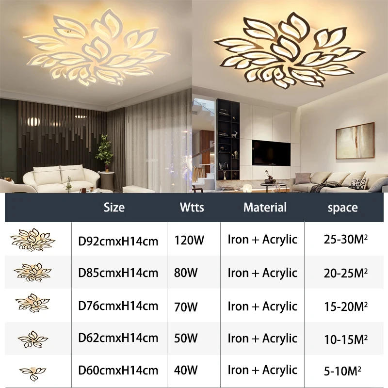 Description Picture 6 of itemMetal Gold Black Ceiling Lamp LED Light Living Room Lighting Household Luminaria Bedroom Decoration Lamparas Lustres 2024