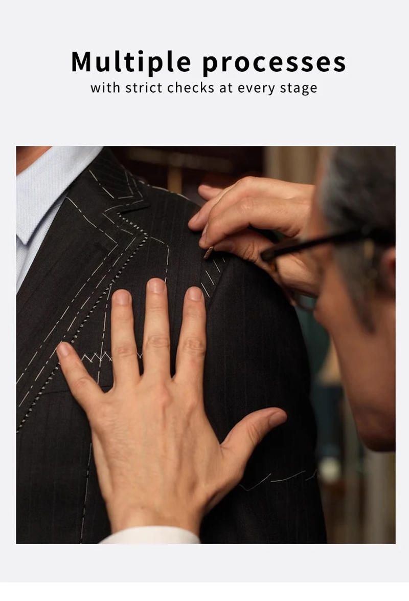 Description Picture 5 of itemClassic polka neck men's casual suit wine red single breasted high-quality elegant gentleman style men's set customized dress