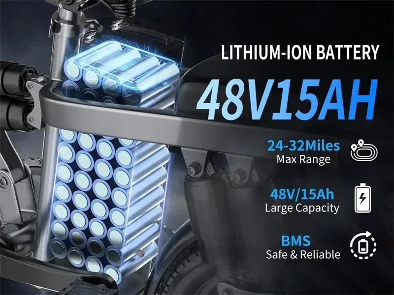 Description Picture 6 of itemEbike F12 500W 48V 15AH Folding Electric Bike/14 Inch Fat Tire Electric Bike/Moped with Pedal Drop for Transport EBike