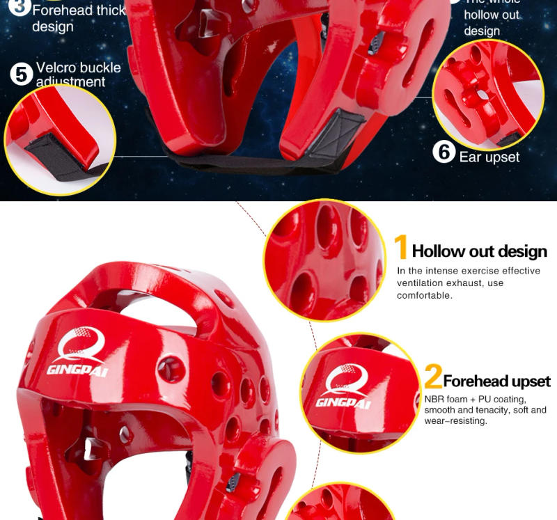 Description Picture 6 of itemTaekwondo Helmet Sanda Kick Boxing Head Guard Headgear Protector Sparring Gear Helmet Karate Muay Thai Taekwondo Head Protection