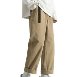 Men Overalls Straight Loose Solid Color Wide Leg Elastic Waist Daily Wear Unfading Men Casual Cargo Pants Men Clothing