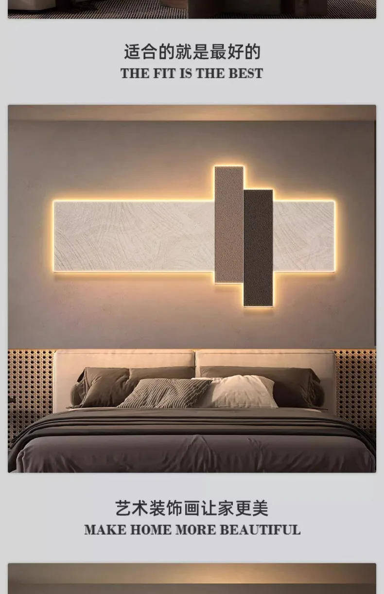 Description Picture 6 of itemSofa Background Wall Lamp Minimalist Indoor Corridor LED Lighting Fixtures Nordic Remote Control Hanging Picture Lamps with Plug