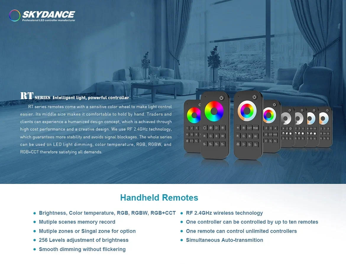 Description Picture 3 of itemRT5 1 Zone RF(2.4GHz) Dimming Touch Wheel RF Remote Controller For RGBCCT/RGBCW LED strip or Module   LED controller