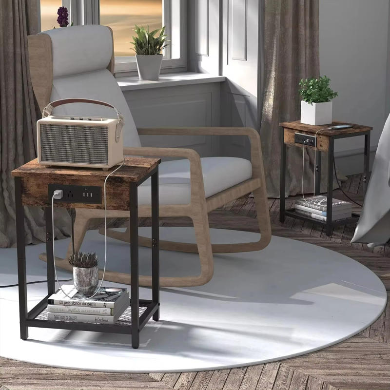 Description Picture 5 of itemSet of 2 Side End Table Nightstand w/USB Ports & Power Outlets Bedroom Office