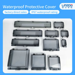 Outdoor waterproof window cover with lockable circuit breaker electrical box, transparent cover for IP67-rated button and instru