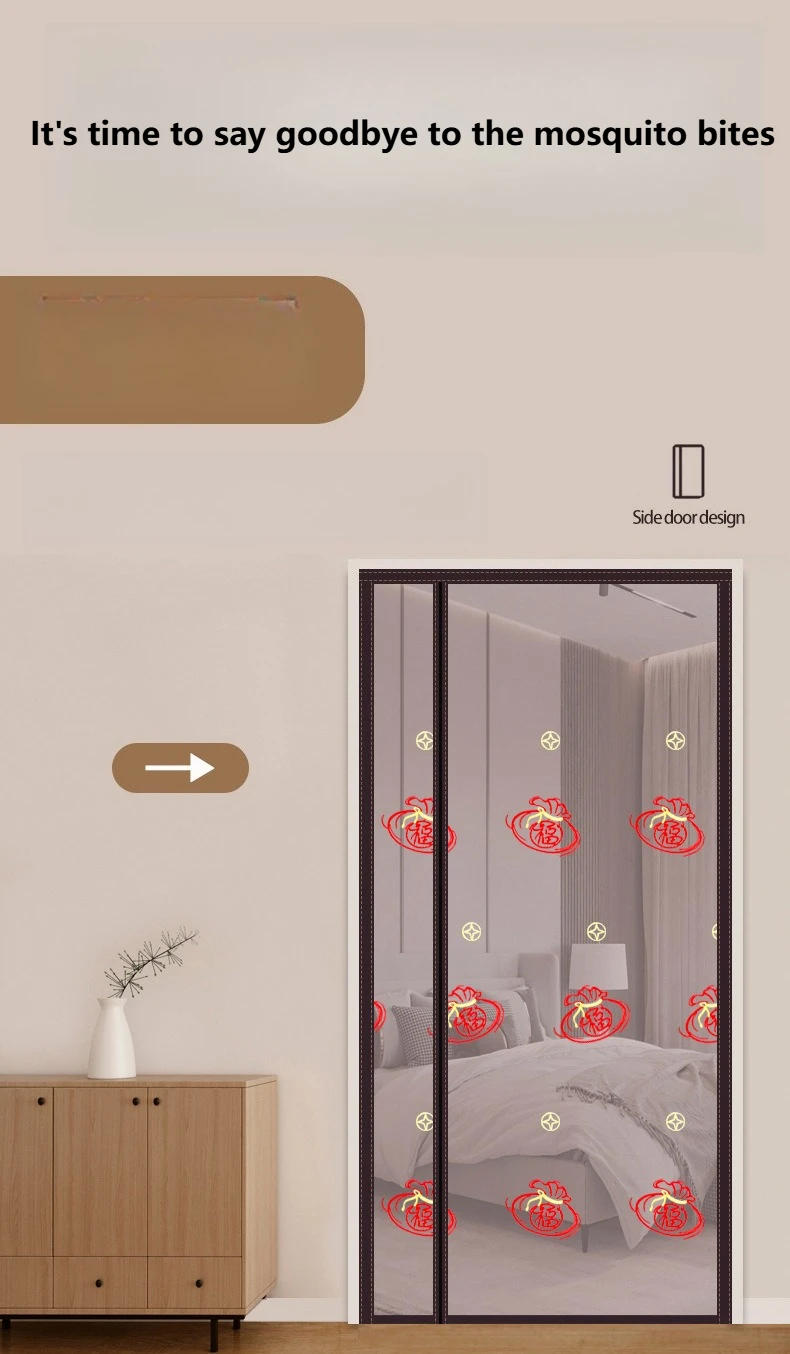 Description Picture 2 of itemCustom Size Side-open Mosquito-proof Magnetically Absorbs Household Embroidery Curtains for Living Room Bedroom Dining Decor