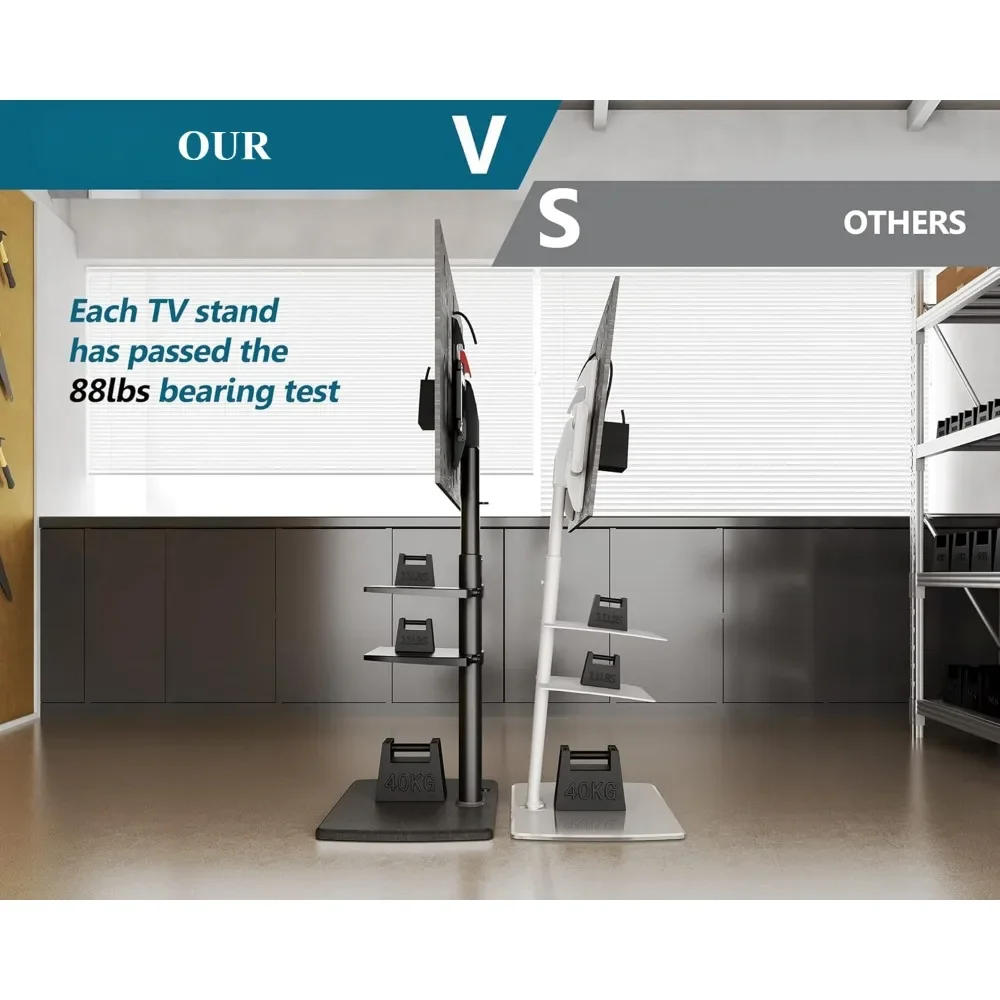 Description Picture 4 of itemTV Floor Stand for 32 39 40 43 49 50 55 60 65 70 Inch TVs, Tall TV Stands with Sturdy Wood Base, Universal Corner Stand