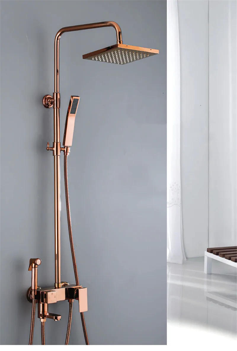 Description Picture 5 of itemBath Shower Faucets Set Hot & Cold Soild Brass Mixer Bathroom Bathtub Water Tap With Handheld & Bidet & Ttoilet Nozzle Rose Gold
