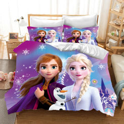 Frozen  Bedding Set Duvet Cover Cute Printed Cartoon Quilt Cover Twin 3-Piece Set 1 Home