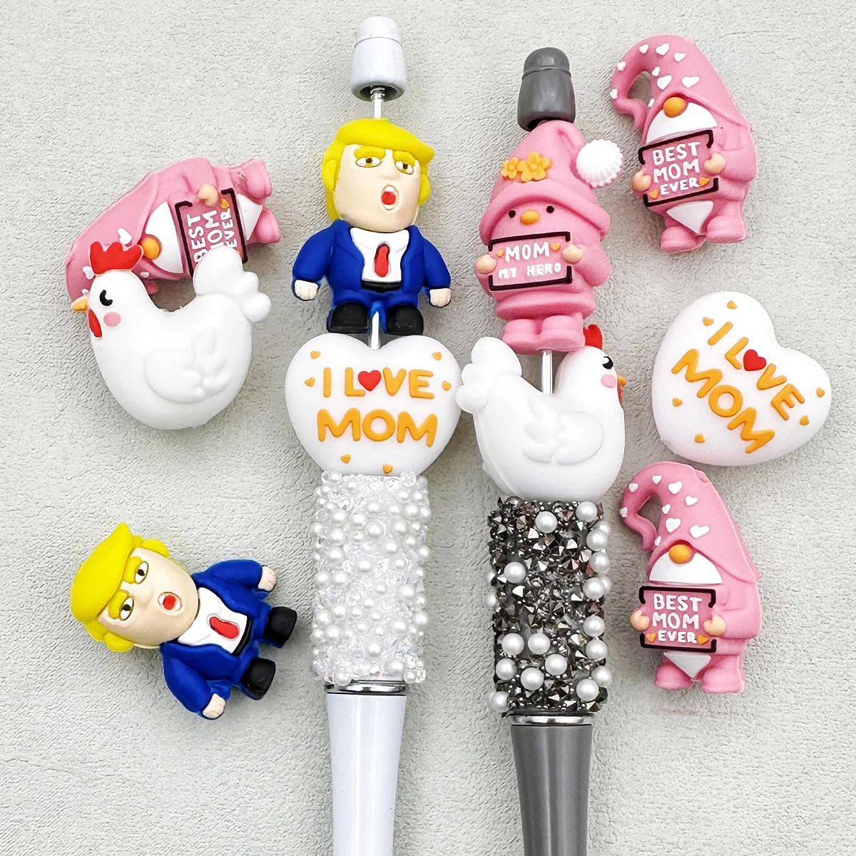 Description Picture 4 of item10PCS 3D Silicone Bead Mother's Day Team Beads Baby Pendant Toy DIY String Pen Beads Nipple Chain Jewelry Handmade Accessories