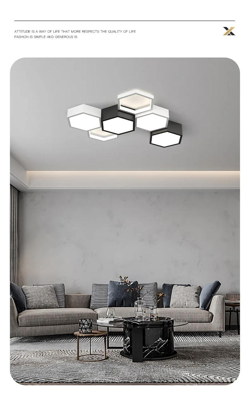 Description Picture 3 of itemLiving room lamp ceiling lamp simple modern atmosphere minimalist honeycomb lamp creative 2024 new Nordic master bedroom light