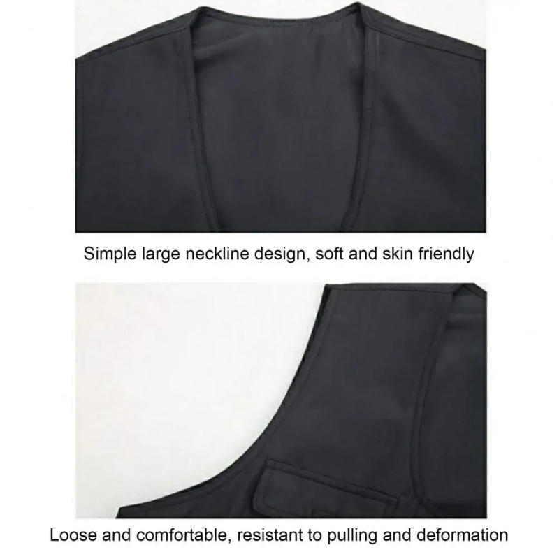 Description Picture 3 of itemPopular Men Work Vest Buttons Male Relaxed Fit Inner Pockets Overall Vest Jacket  Plus Size Men Vest Jacket for Working