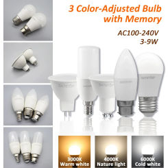 4pcs LED Spot Light GU10 Wall switch CCT 3000K 4000K 6000K E27 B22 GU5.3 Base light Bulb AC110V 220V Memory Function Color