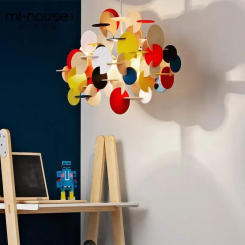 Modern Colorful LED Makaron Ceiling Chandeliers Children's Room Bedroom Wood Art Pandent Lamp Home Decor Hanging Light Luster