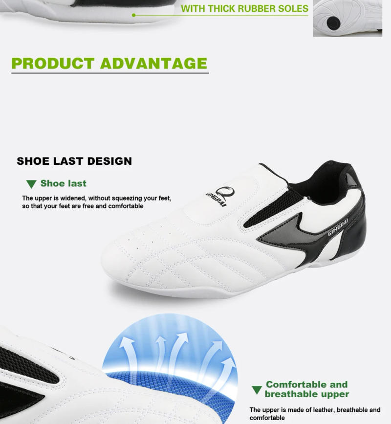 Description Picture 6 of itemWhite Breathable Taekwondo Shoes Karate Kung Fu Wrestling Martial Arts Shoes Adults Child Non-slip Soft Oxford Soles Sneakers