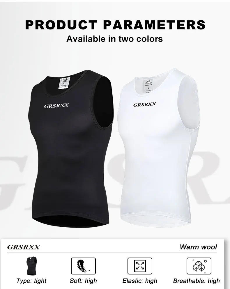 Description Picture 3 of itemGRSRXX Winter Cycling Underwear Base Layer Thermal Fleece Vest Bike Sleeveless Undershirt Sport Man First Layer Jersey White