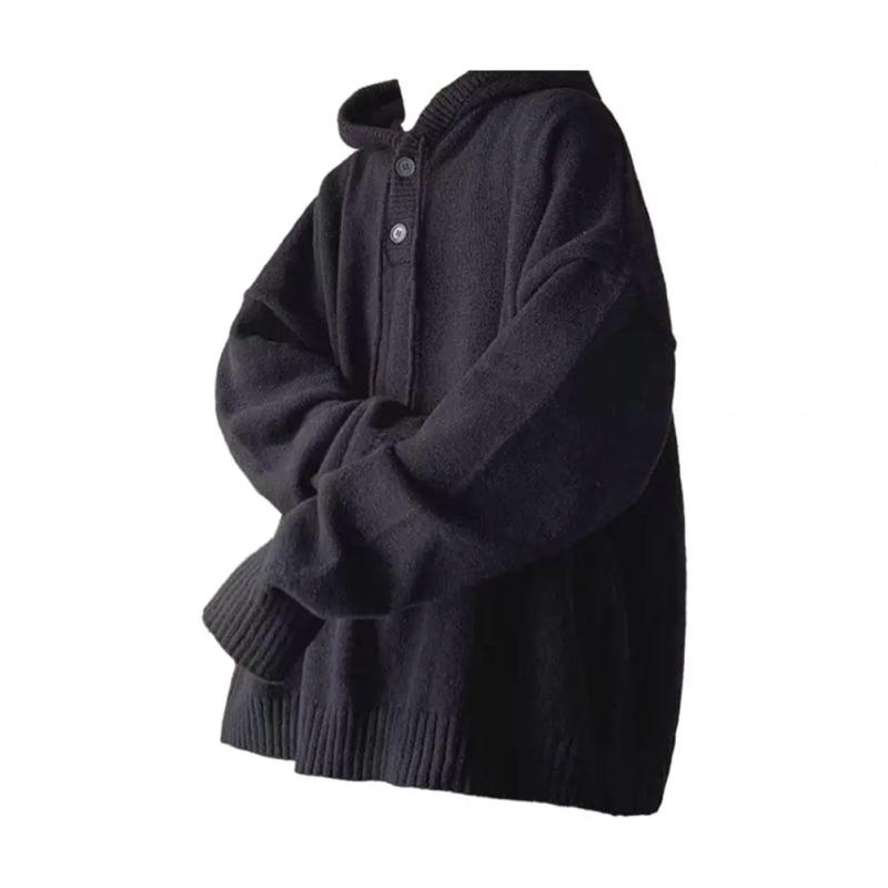 Description Picture 6 of itemBreathable Knitted Sweater Spring Autumn Winter Sweater Men's Hooded Sweater Soft High Elastic Outerwear for Autumn Winter Loose