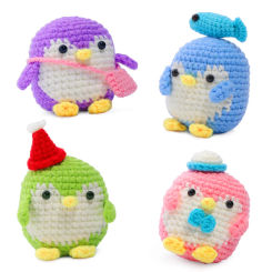 KRABALL Penguin Crochet Knitting Kits With Cotton Yarn Thread Instructions For Beginner DIY Handcraft Knit Tool Set Accessories