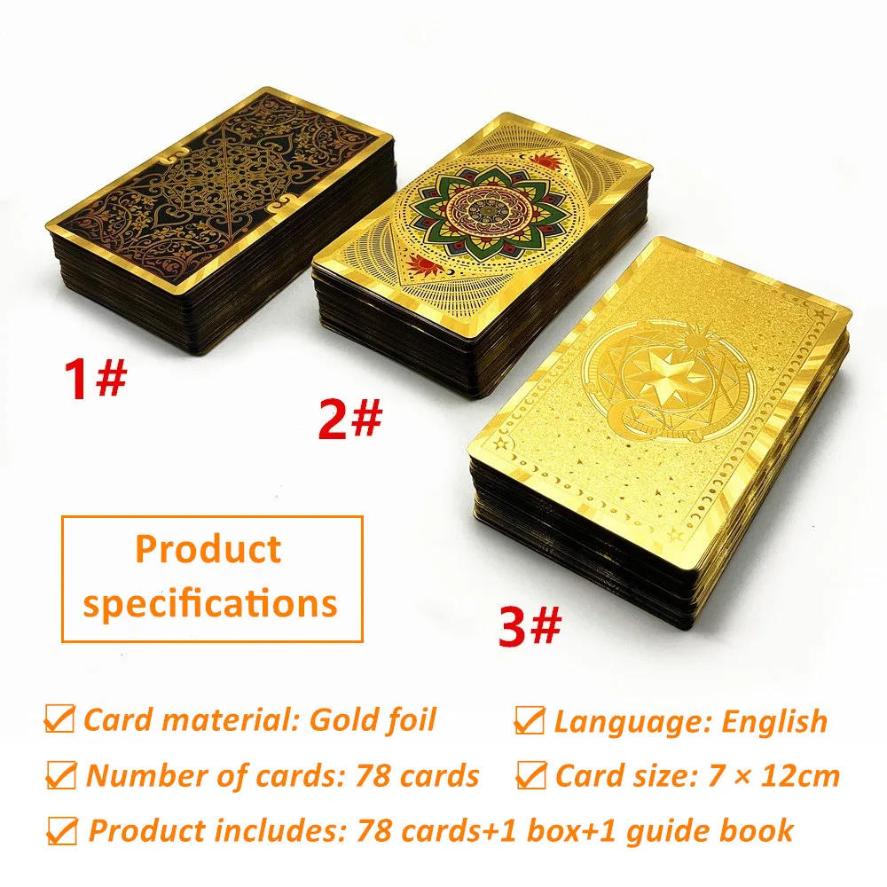Description Picture 2 of item1 Deck Gold Foil Tarot Cards With Guide Book Oracle Divination Astrology  Board Game L731