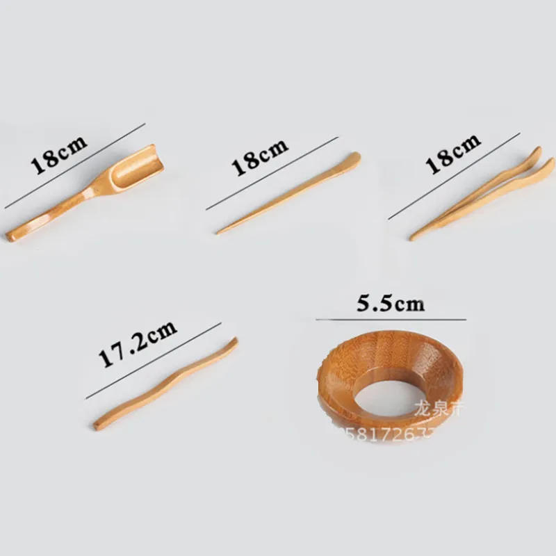 Description Picture 2 of item5 Pcs/set Kongfu Tea Ceremony Utensils Set Bamboo Teaspoons Tea Needle Tweezer Clips Strainer Tong Tube Teaware Acient Art Tools