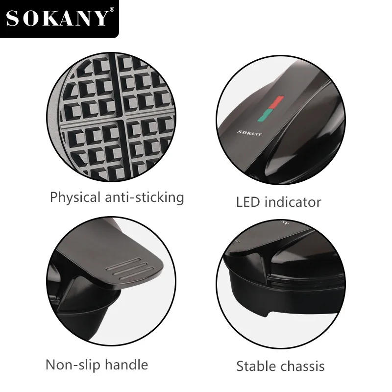 Description Picture 5 of itemMulti-function Electric Waffle Maker, Physical Anti-stick Design, Anti-scald Handle, Suitable for Breakfast, Dessert, Snacks