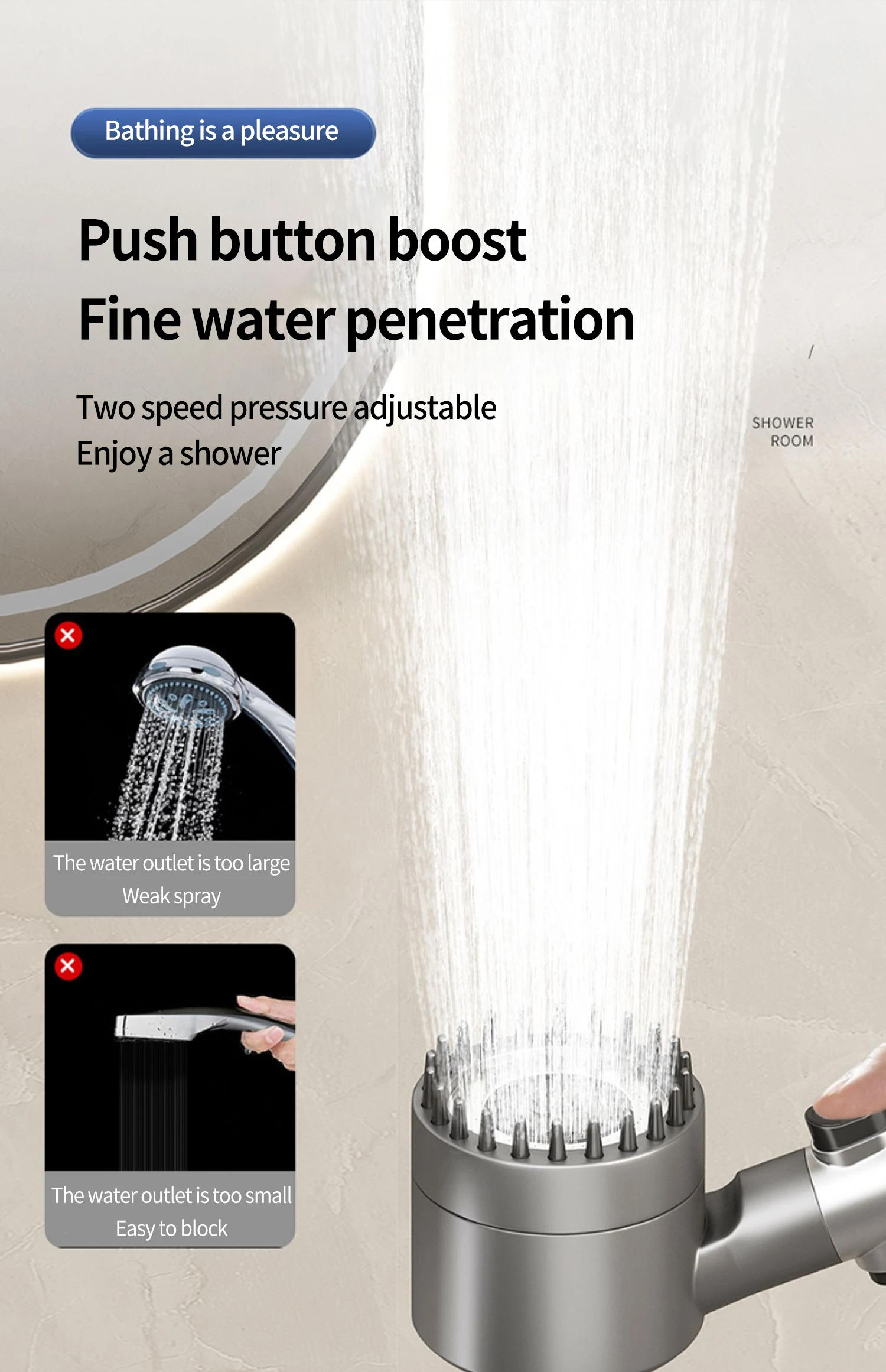 Description Picture 6 of itemHigh Pressure Shower Head 6-in-1 Multifunctional Shower 3 Modes Portable Shower Artichokes with Filter Bathroom Accessories