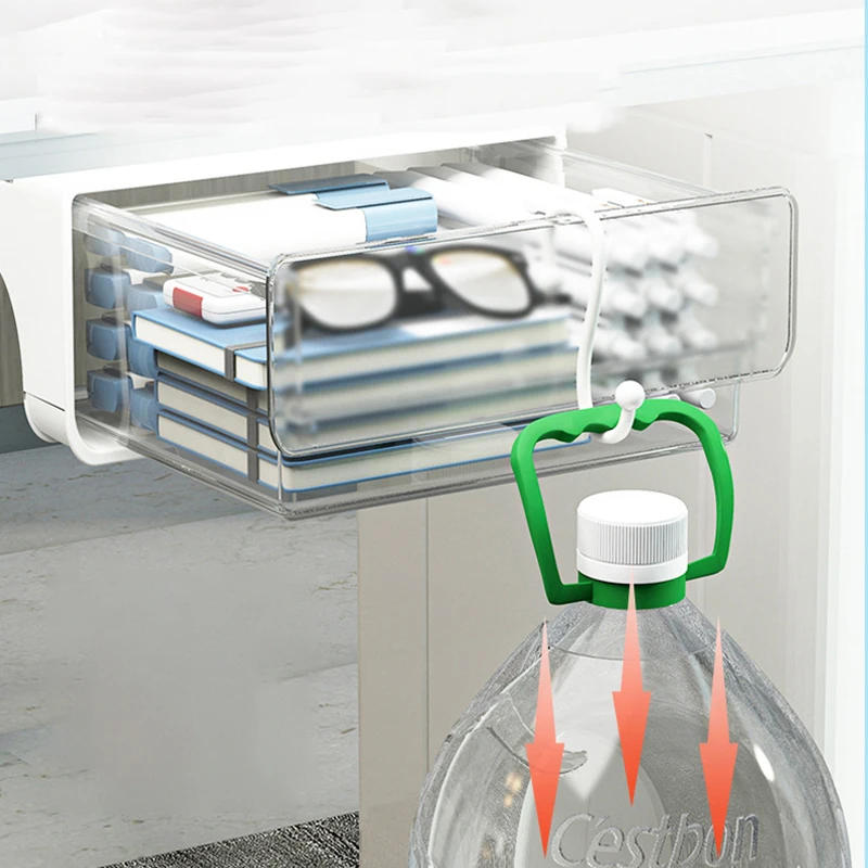 Description Picture 3 of itemClear Office Storage Box Under Desk Hidden Drawer Organizer Drawer Desk Supplies Holder Rack Sundries Stationery Storage Tray