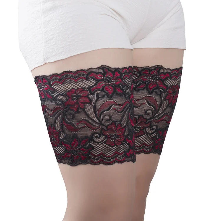 Description Picture 3 of itemElastic Thigh Anti Chafing Bands Women Sexy Lace Leg Warmer Non SlipGyaru Goth Leg Warmers Soft Lace Anti Friction Thigh Sleeves