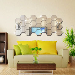 6/12pcs 3D Mirror Wall Sticker Hexagonal Decal Home Decoration DIY Self Adhesive Mirror Decoration Sticker Art Wall Decoration