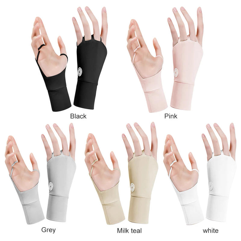 Description Picture 6 of itemWomen Half Finger Glove Cool Breathable Sun UV Protector Golf Glove Ice Silk Hollow Palm Elastic for Outdoor Practice