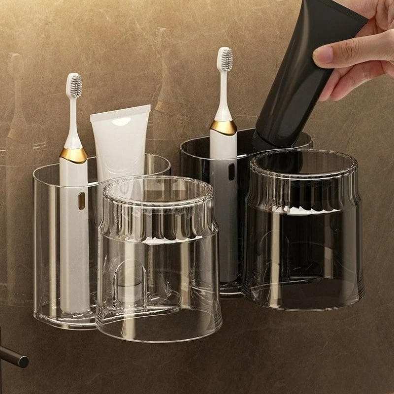 Description Picture 3 of itemWall-Mounted Toothbrush Holder with Mouthwash Cup, Toothbrush Cup Bathroom Organizer Box