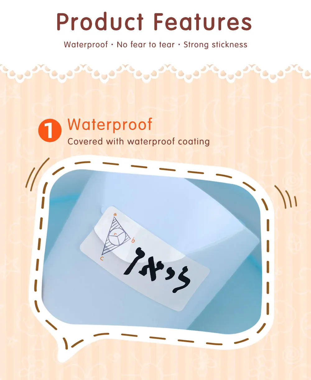 Description Picture 5 of itemCustomize Spain Name Stickers Waterproof Cute Cartoon Pattern Labels Personalized Children Boy Girl School Stationery Sticker