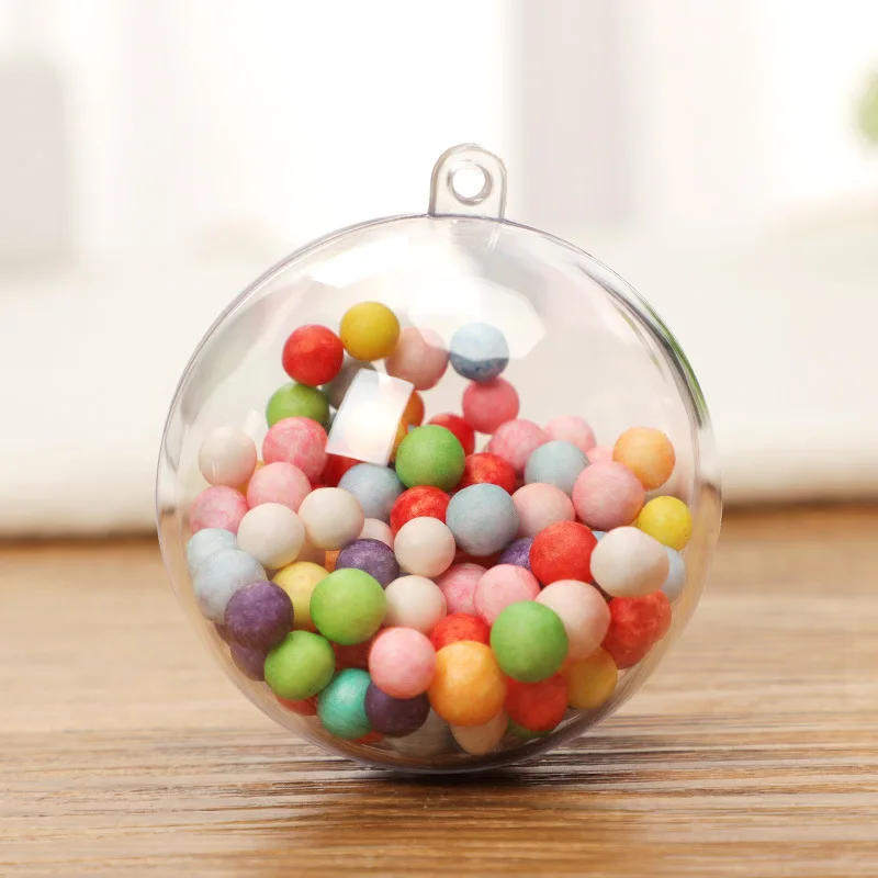 Description Picture 6 of item1/12Pcs DIY Hollow Balls Christmas Plastic Transparent Fillable Bauble Xmas Tree Hanging Ornaments Home Party Gifts Box Decor