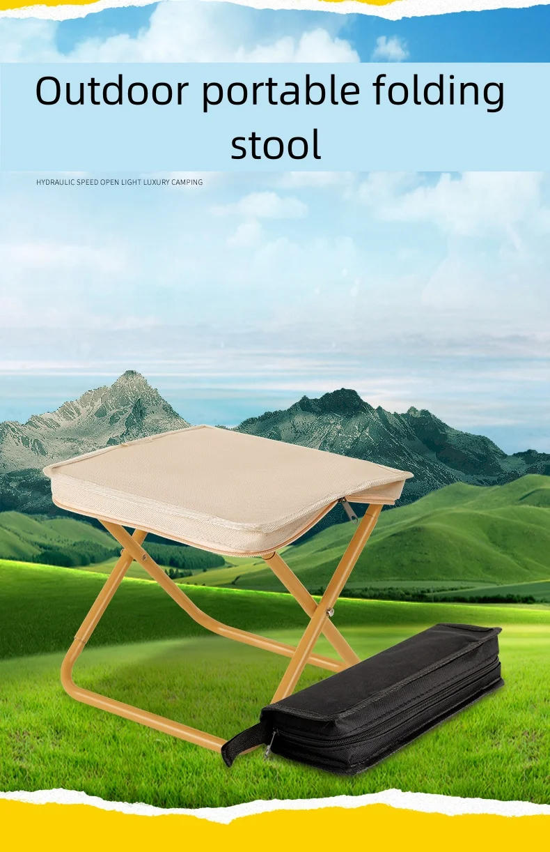 Description Picture 3 of itemOutdoor Camping Folding Stools Portable Ultra Light Fishing Hiking Travel Picnic Folding Chair Camping Furnishings Black Khaki