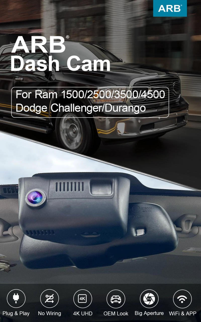 Description Picture 5 of itemCar DVR for Ram 1500 2500 3500 4500 2013-2018, for Dodge Challenger 2015-2023/ Dodge Durango 2014-2020, ARB 4K OEM Dash Camera