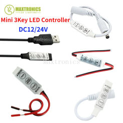 2pcs Mini 3Key LED Controller Wireless Control Dimmer 144w for Single Color / RGB LED Strip Light Module Pixel Lamp DC5V 12V 24V
