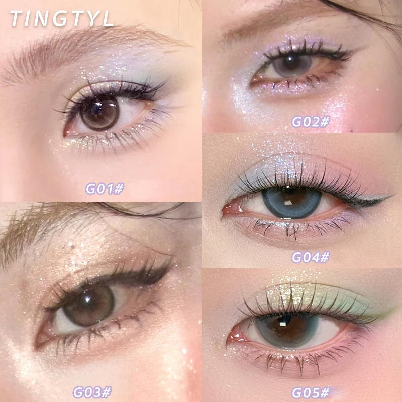 Description Picture 6 of itemCrystal Peach Diamond 4-Color Eyeshadow Palette Metallic Glitter Chameleon Sparkle Highlighter Powder for Eyes Nose & Brow Bones