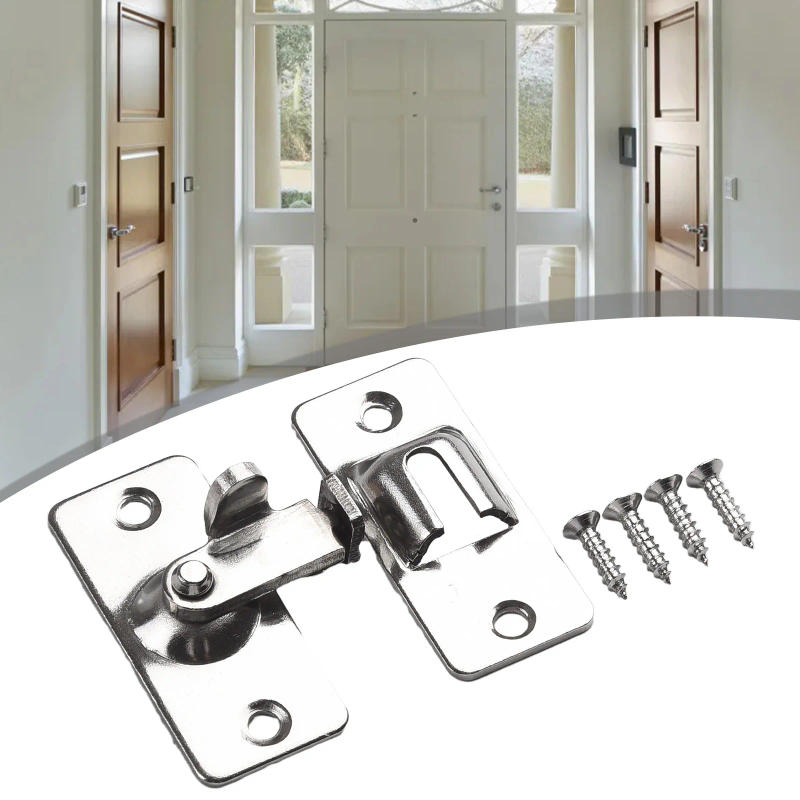 Description Picture 2 of itemDoor-Lock 90 Degree Barn Door Latch Bolt Stainless-Steel Hook Latch Window Cabinet Locks Right Angle Sliding/Gate Lock Hardware