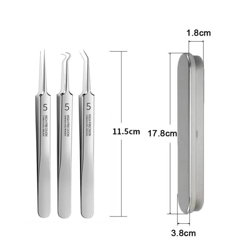 Description Picture 2 of itemStainless Steel Tweezers German Straight Precision Maintenance Industrial Repair Home Eyebrow DIY Tweezer Tools Set