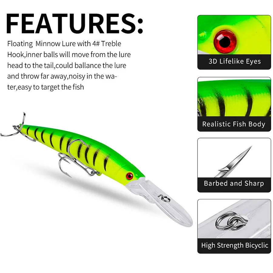 Description Picture 5 of itemCrankbaits Fishing Lures Jerkbait Minnow Hard Bait Artificial Wobblers For Trolling Pike Top Water Carp Fishing Tackle Swimbait