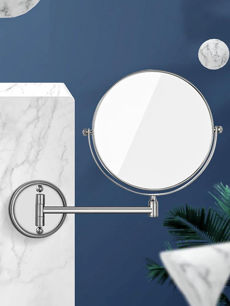 Description Picture 2 of itemMetal Folding Makeup Mirror Wall Mounted Bathroom Decoration Stainless Steel Telescopic Rotating HD Mirror Bathroom Accessories