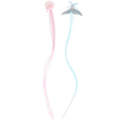 2 Pcs Hair Pin Children's Mermaid Accessories Girls Hairpin Headdress Clips Cute Braid Wigs Headgear Shell Tail Little Baby