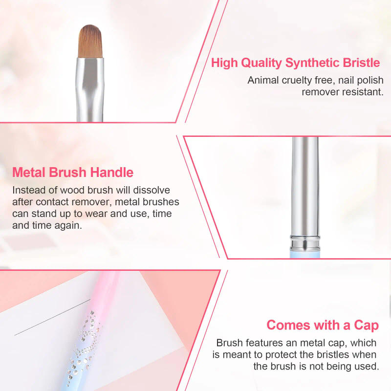 Description Picture 4 of itemNail Art Clean Up Brushes, Painting Brushes for Nails with Round & Angled Head Pen Painting Tools for Nail Art Design