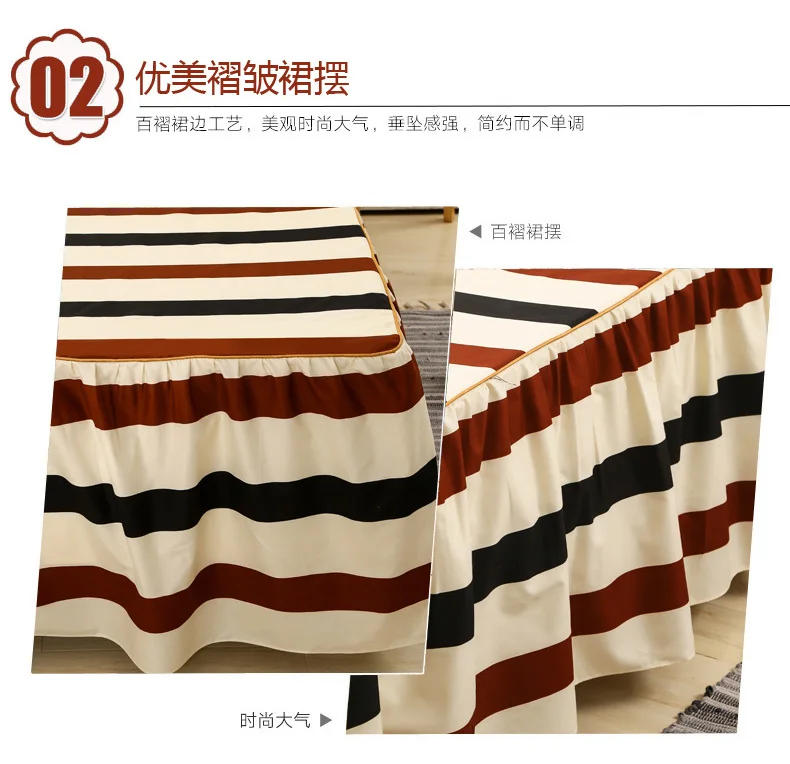 Description Picture 2 of itemBed Skirt Set Thicken Quilted Bedspread King Queen Size Princess Lace Bed Skirt Pure Cotton Bed Cover with Pillowcase