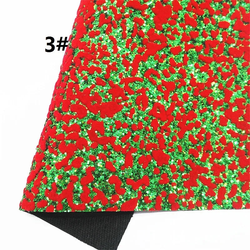 Description Picture 5 of itemChristmas Leather Sheets Set Green Red Flocking Glitter Leather HO Stripes Plaids Custom Leather for DIY Craft 8.2"x11.4" SJ154