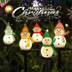 LED Snowman Solar Garden Light Outdoor Ground Stake Light Solar Powered Xmas Pathway Lights For Christmas Lawn Yard Decoration
