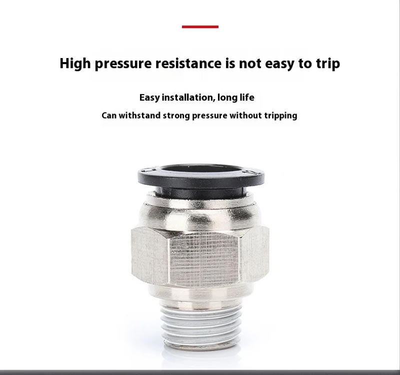 Description Picture 6 of itemPC4/6/8/10/12/16 Durable Threaded One-touch Pneumatic PU Air Hose Quick Connect Solenoid Valve Fitting Copper External Thread