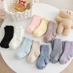 Kids Socks Thick Cold Winter Socks Super Warm Students Children Snow Socks Baby Christmas Gifts Coral Fleece Non-slip 0-5Y Socks