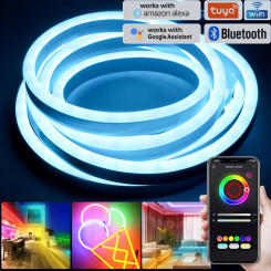 EU 220V LED Neon Strip RGB Rope Light IP67 Waterproof Tuya Smart Flexible Tape Neon Sign Lamp 5050 SMD Remote/ Bluetooth /WiFi