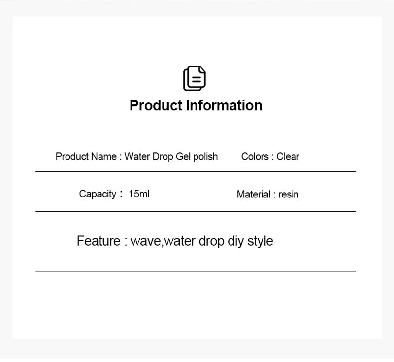 Description Picture 4 of itemAS Water Drop Wave Gel Nail Gel Polish Clear Ripple Gel Nail Vernis Varnish Glue Phototherapy 15ml Glass Water Drop Glue
